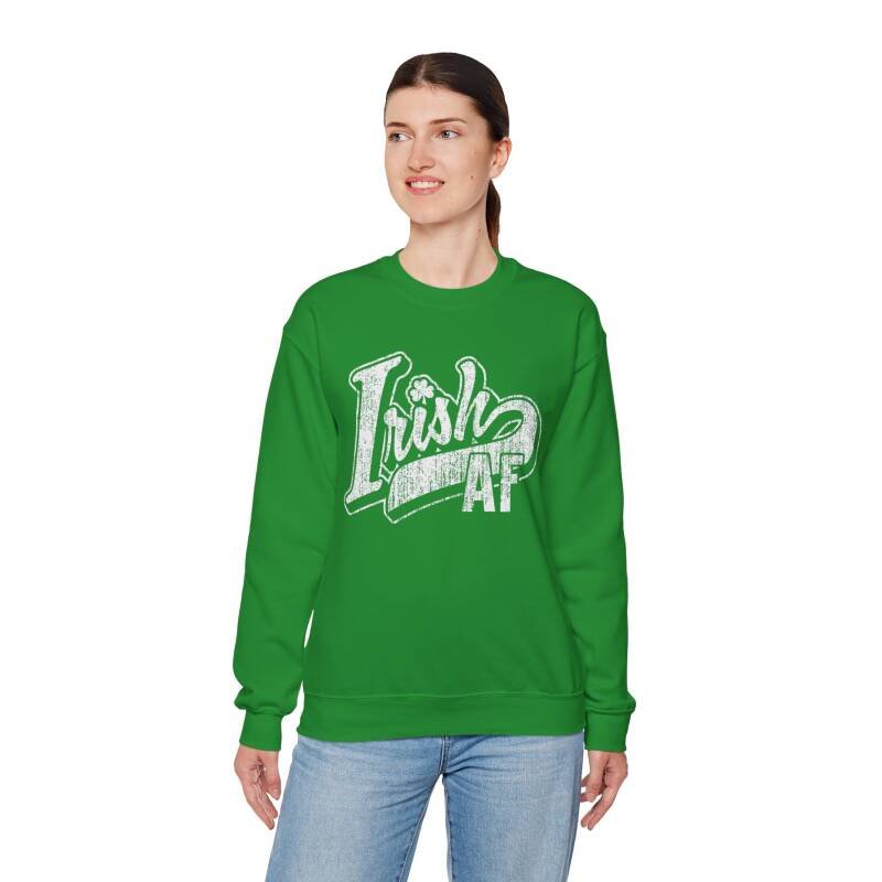 Irish AF Unisex Sweatshirt – Funny and Bold St. Patrick’s Day Crewneck - Image 4