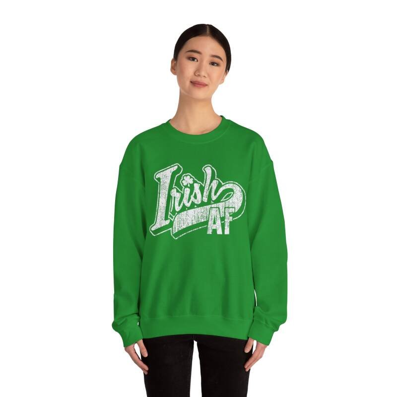Irish AF Unisex Sweatshirt – Funny and Bold St. Patrick’s Day Crewneck - Image 3