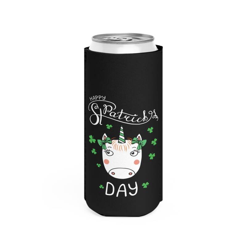 Happy St. Patrick’s Day Unicorn Slim Can Hugger – Cute & Magical Irish Seltzer Cooler - Image 3