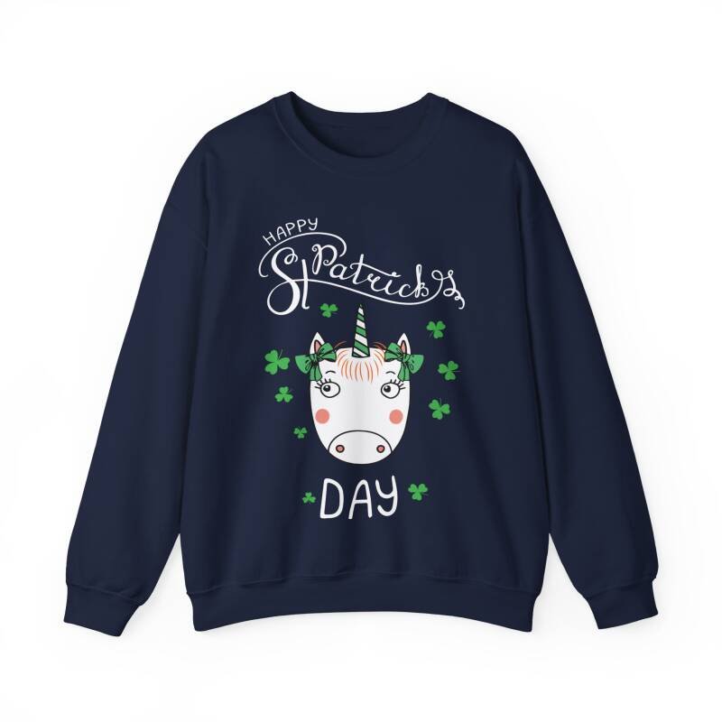 Happy St. Patrick’s Day Unicorn Sweatshirt – Whimsical Cotton Blend Unisex Irish Crewneck - Image 13