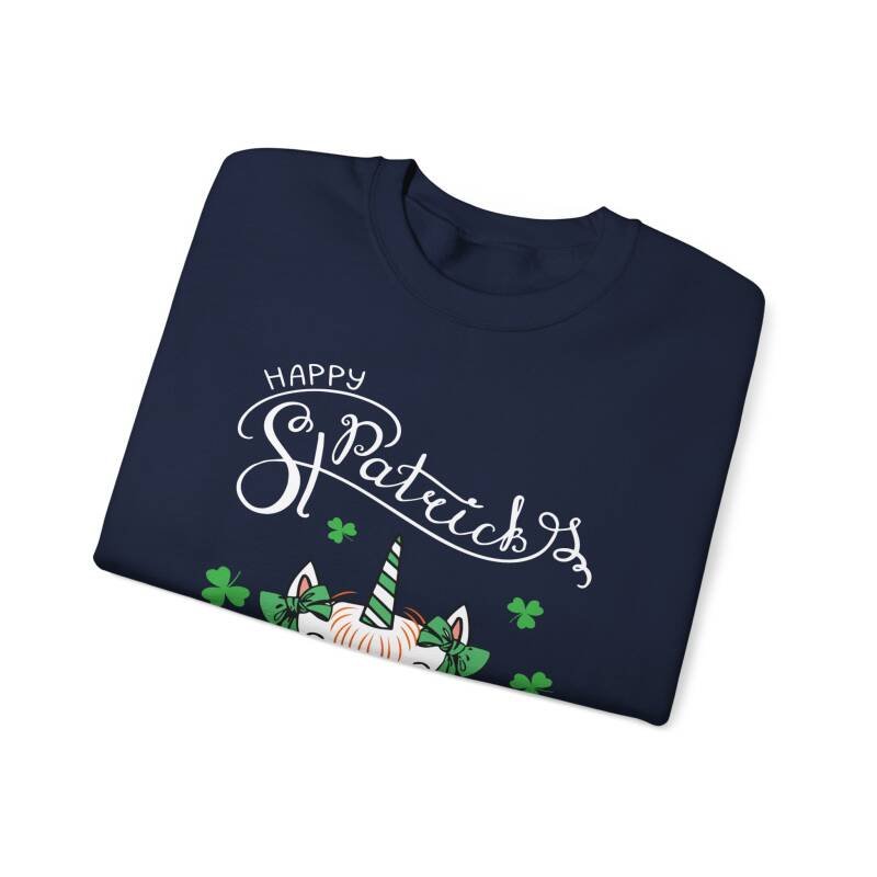 Happy St. Patrick’s Day Unicorn Sweatshirt – Whimsical Cotton Blend Unisex Irish Crewneck - Image 15