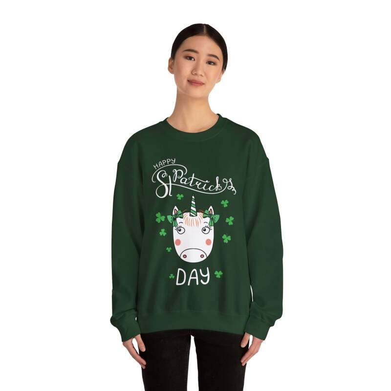 Happy St. Patrick’s Day Unicorn Sweatshirt – Whimsical Cotton Blend Unisex Irish Crewneck - Image 8