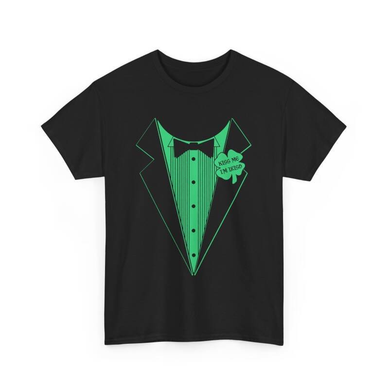 Kiss Me I’m Irish Tuxedo T-Shirt – Funny Unisex St. Patrick’s Day Costume Tee - Image 3