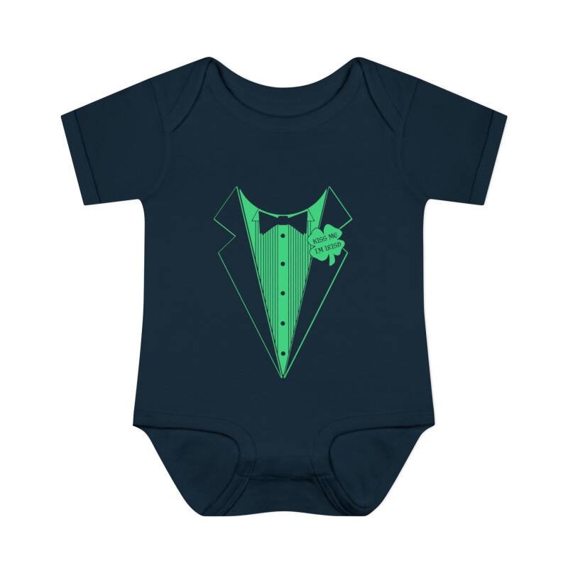Kiss Me I’m Irish Baby Bodysuit – Funny Tuxedo One-Piece for St. Patrick’s Day - Image 7
