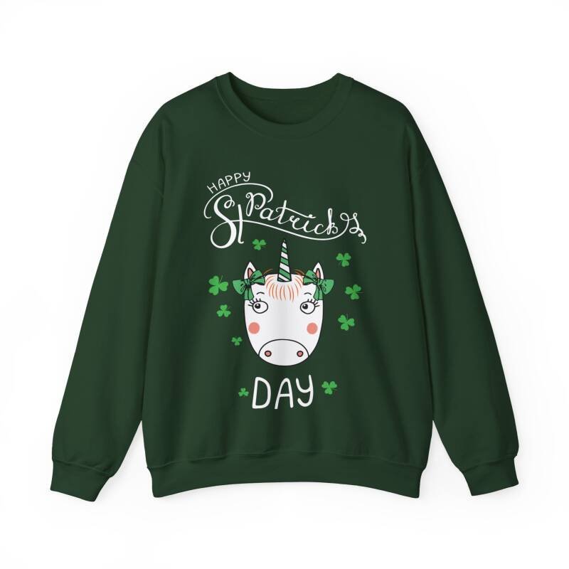 Happy St. Patrick’s Day Unicorn Sweatshirt – Whimsical Cotton Blend Unisex Irish Crewneck - Image 5