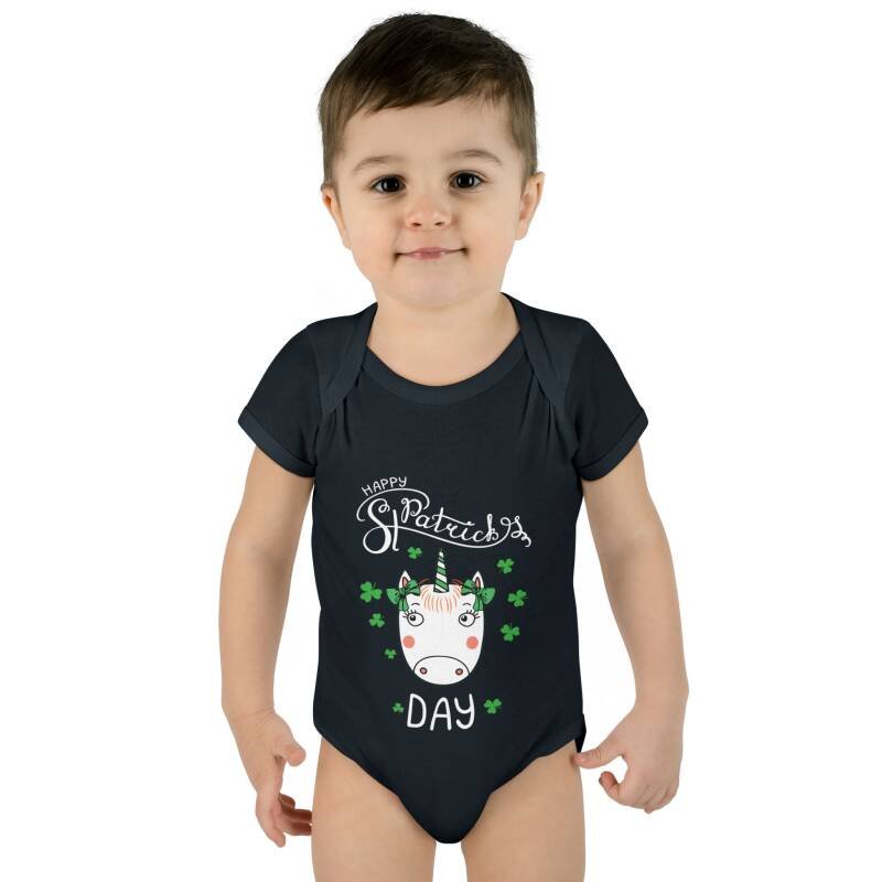 Happy St. Patrick’s Day Unicorn Baby Bodysuit – Cute and Whimsical Irish One-Piece for Babies - Image 3