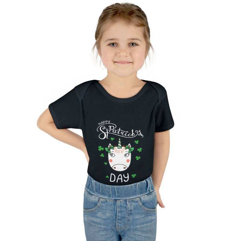 Happy St. Patrick’s Day Unicorn Baby Bodysuit – Cute and Whimsical Irish One-Piece for Babies - Image 2