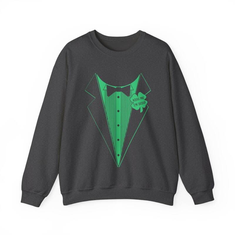 Kiss Me I’m Irish Tuxedo Sweatshirt – Funny Unisex St. Patrick’s Day Crewneck - Image 10