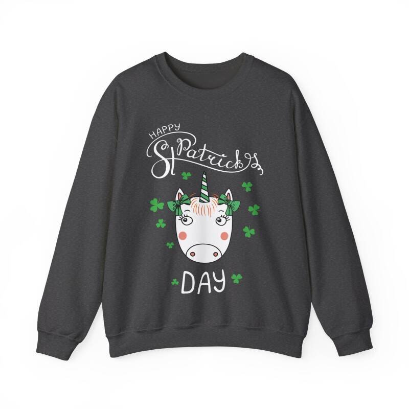 Happy St. Patrick’s Day Unicorn Sweatshirt – Whimsical Cotton Blend Unisex Irish Crewneck - Image 9