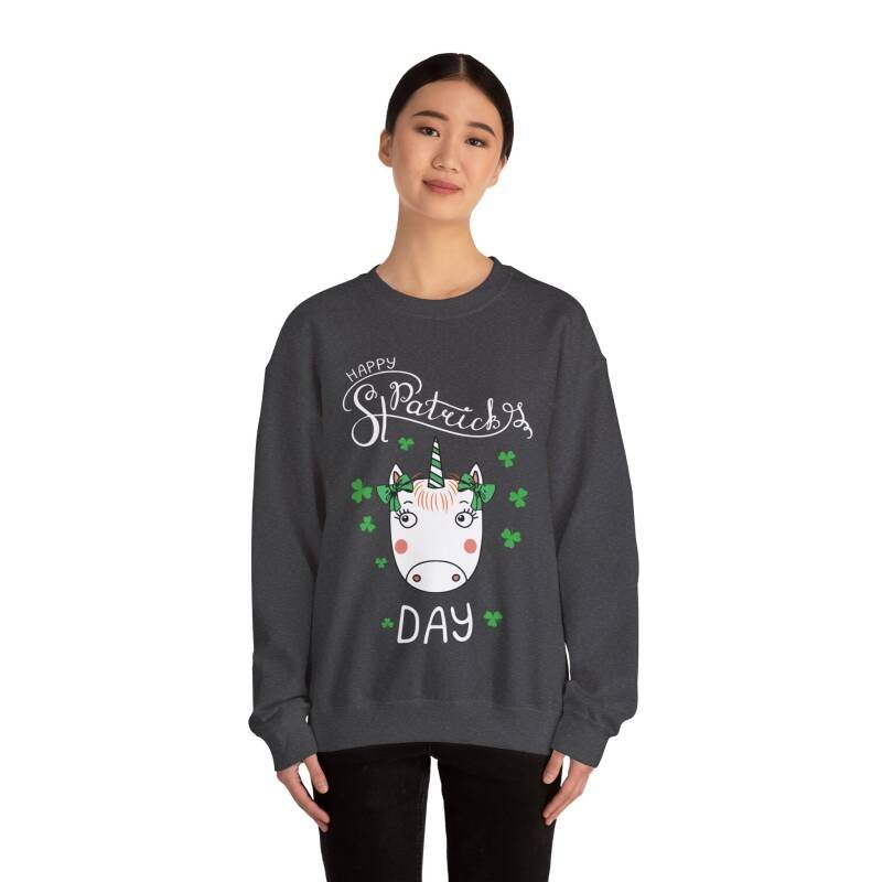 Happy St. Patrick’s Day Unicorn Sweatshirt – Whimsical Cotton Blend Unisex Irish Crewneck - Image 12