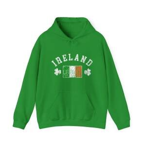 Ireland Flag & Shamrock Hoodie – Classic Irish Pride Unisex Heavy Blend Hoodie