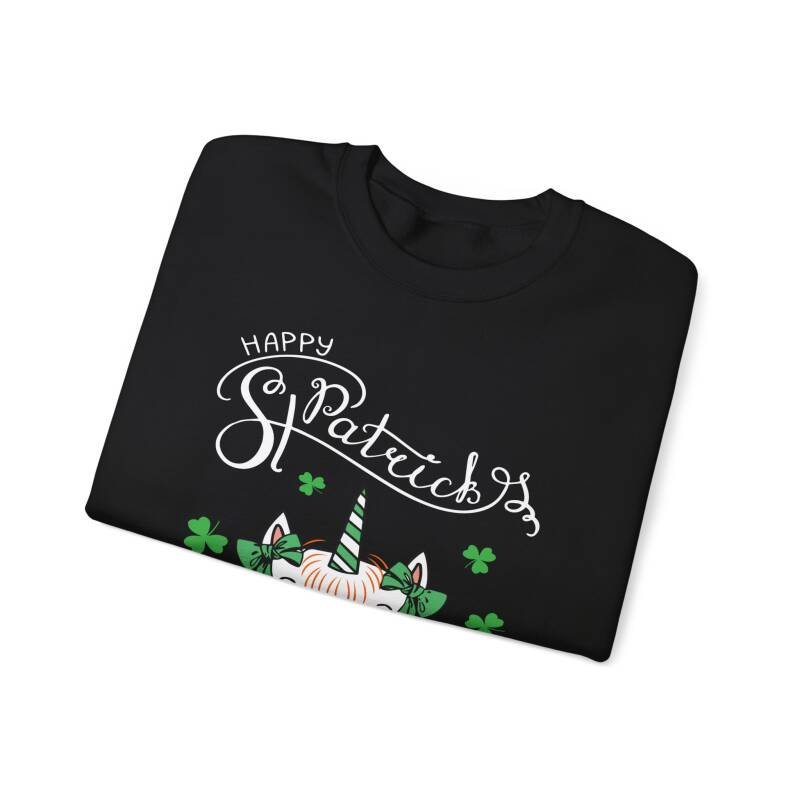 Happy St. Patrick’s Day Unicorn Sweatshirt – Whimsical Cotton Blend Unisex Irish Crewneck - Image 3