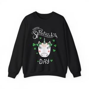 Happy St. Patrick’s Day Unicorn Sweatshirt – Whimsical Cotton Blend Unisex Irish Crewneck