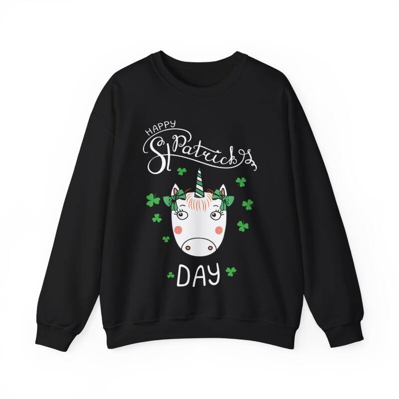 Happy St. Patrick’s Day Unicorn Sweatshirt – Whimsical Cotton Blend Unisex Irish Crewneck