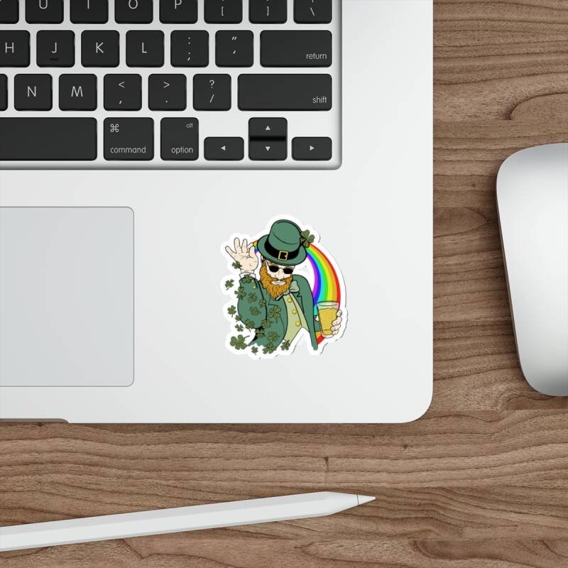 Shamrock Bae Indoor Sticker – Funny Irish Leprechaun Shamrock Sprinkle Vinyl Decal - Image 9