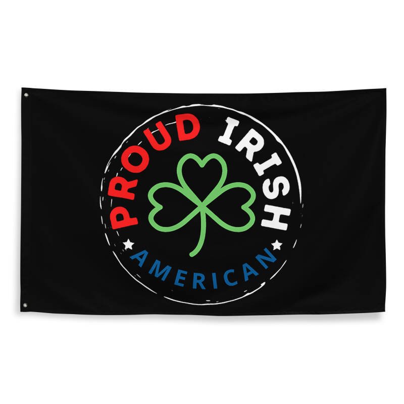 Proud Irish American Wall Flag – Signature Logo Irish Heritage Banner for Home, Events & Celebrations