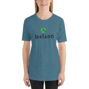Ireland Shamrock Unisex T-Shirt – Minimal Irish Tee with Black Text for Heritage & Gifting