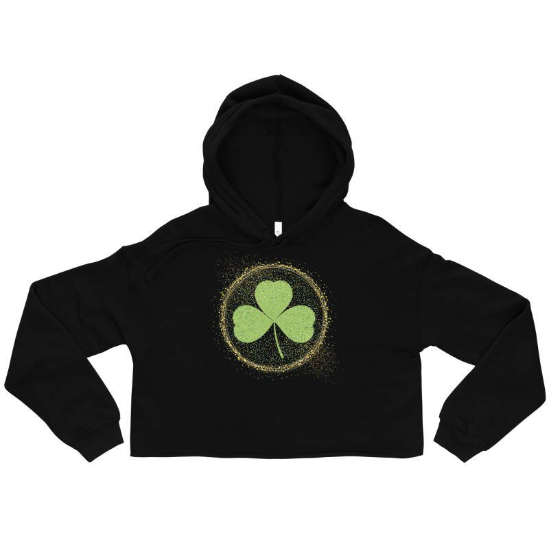Fairy Ring Shamrock Women’s Crop Hoodie – Cute Irish Clover Gift for Magical Souls