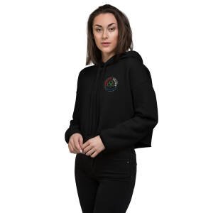 Proud Irish American Women’s Crop Hoodie – Embroidered Signature Logo Irish Heritage Style